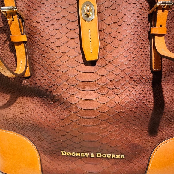 Dooney & Bourke Brown Leather Tote with Buckle Details - Picture 2 of 13